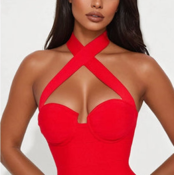 Fashion Nova Strapless Red Dress - Picture 2 of 7